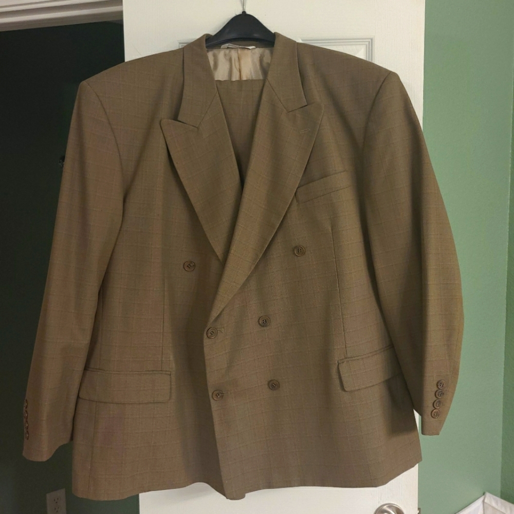 Double Breasted tan 2 piece Falcone suit
